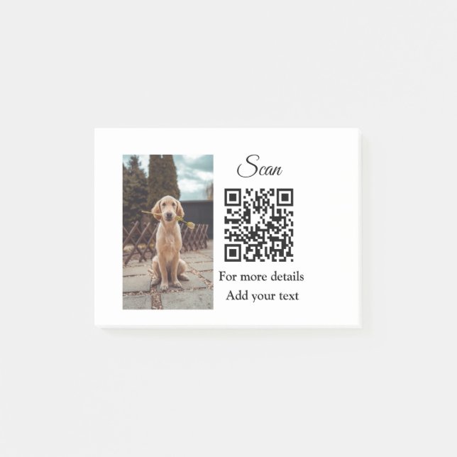 Simple animal name details QR code add text photo  Post-it Block (Framsida)