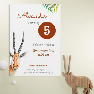Simple Antelope Safari Birthday Inbjudningar