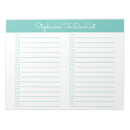 Simple Aqua 8.5x11 Two Column Checklist Anteckningsblock