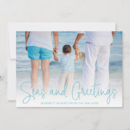 Simple Aqua Beach Photo Elegant Jul Julkort