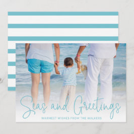 Simple Aqua Beach Photo Elegant Jul Julkort