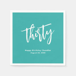Simple Aqua Turcos 30års födelsedag Party Napkins Pappersservett