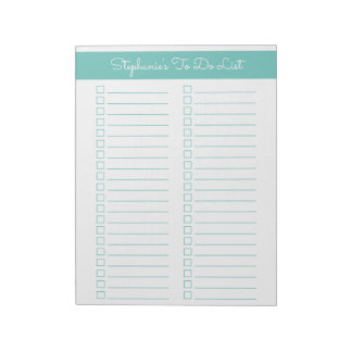 Simple Aqua Vertical 8.5x11 Two Column Checklist Anteckningsblock