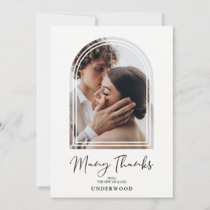 Simple Arch Effect Photo Modern MR. & MRS. Bröllop Tack Kort