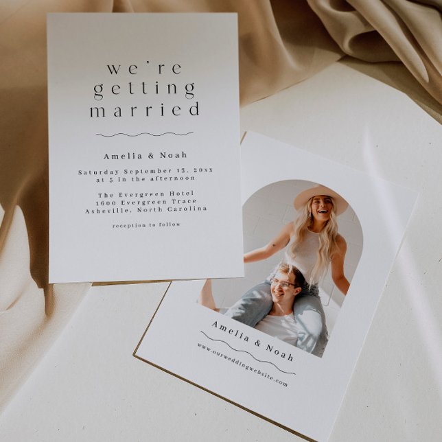 Simple Arch Photo Boho bröllopsinbjudan Inbjudningar (Skapare uppladdad)