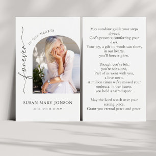 Simple Arch Photo Funeral Memorial Prayer Card Visitkort