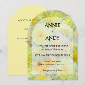 Simple Arched Die-Cut Yellow Floral Wedding Inbjudningar