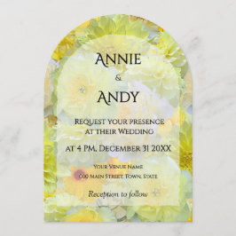 Simple Arched Die-Cut Yellow Floral Wedding Inbjudningar