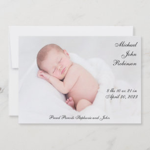 Simple Baby Birth Notification Photo Meddelande