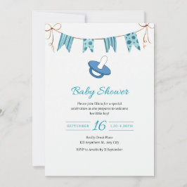 Simple Baby blue Shower-inbjudan med Dummy Inbjudningar