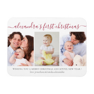 Simple Baby First jul Photo Collage Red Magnet