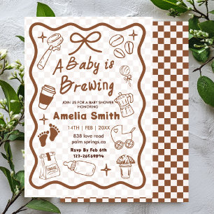Simple Baby Is Brewing Doodle Coffee Baby Shower I Inbjudningar