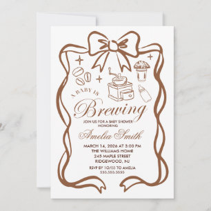 Simple Baby Is Brewing Doodle Coffee Baby Shower J Inbjudningar