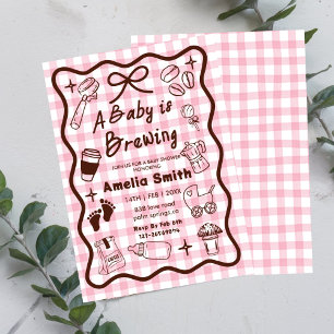 Simple Baby Is Brewing Doodle Coffee Baby Shower J Inbjudningar