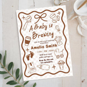 Simple Baby Is Brewing Doodle Coffee Baby Shower J Inbjudningar