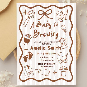 Simple Baby Is Brewing Doodle Coffee Baby Shower J Inbjudningar