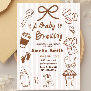 Simple Baby Is Brewing Doodle Coffee Baby Shower J Inbjudningar