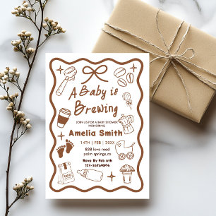 Simple Baby Is Brewing Doodle Coffee Baby Shower J Inbjudningar