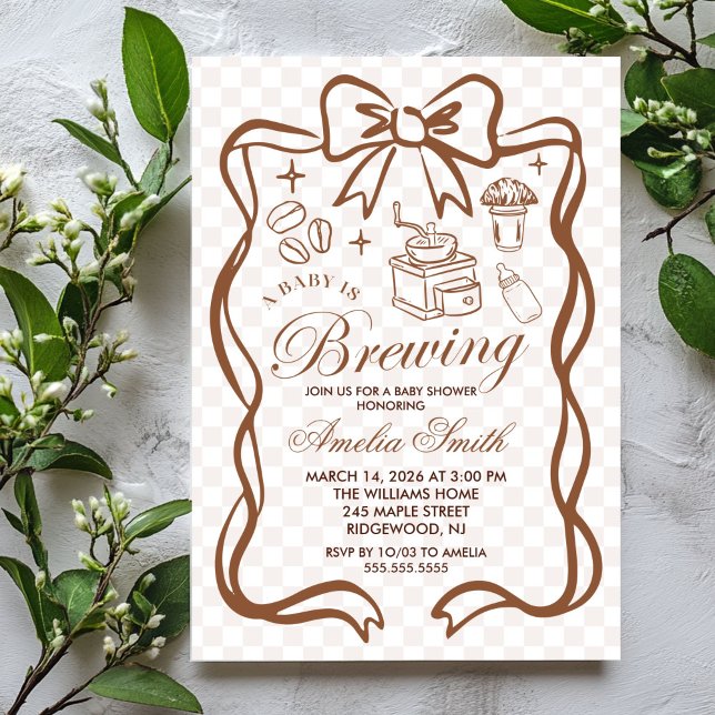 Simple Baby Is Brewing Doodle Coffee Baby Shower J Inbjudningar (Skapare uppladdad)