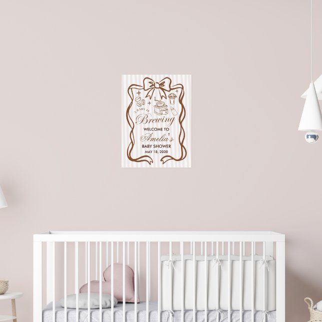 Simple Baby Is Brewing Doodle Coffee Baby Shower Poster (Barnkammare 2)