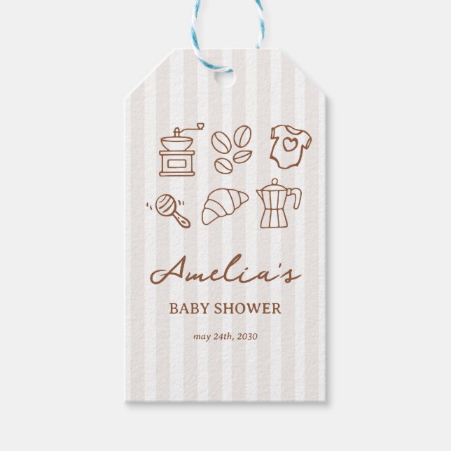 Simple Baby Is Brewing Doodle Coffee Babyfirande Presentetikett (Framsidan)