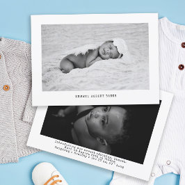 Simple Baby Photo Black and White Birth Meddelande