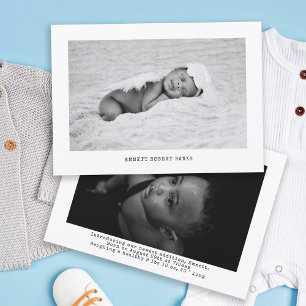 Simple Baby Photo Black and White Birth Meddelande