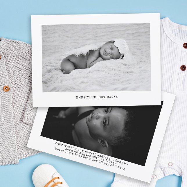 Simple Baby Photo Black and White Birth Meddelande (Skapare uppladdad)