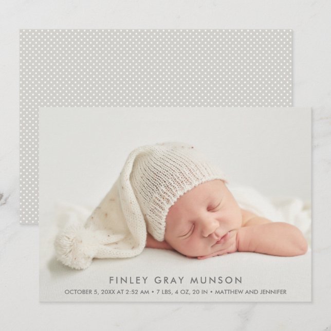 Simple Baby Photo Tillkännagivande för födelse (Fram/baksida)