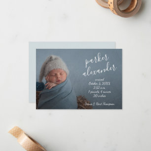Simple Baby Photo Tillkännagivande för födelse Anteckningskort
