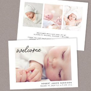 Simple Baby Photo Welcome Birth Meddelande