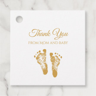 Simple Baby Shower Tack Modern Guld Gåvor Etiketter