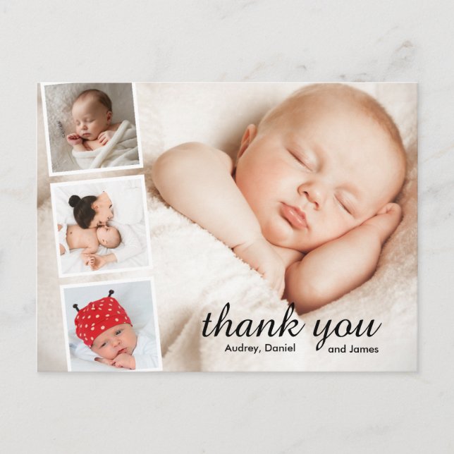 Simple baby shower thank you cards vykort (Framsida)