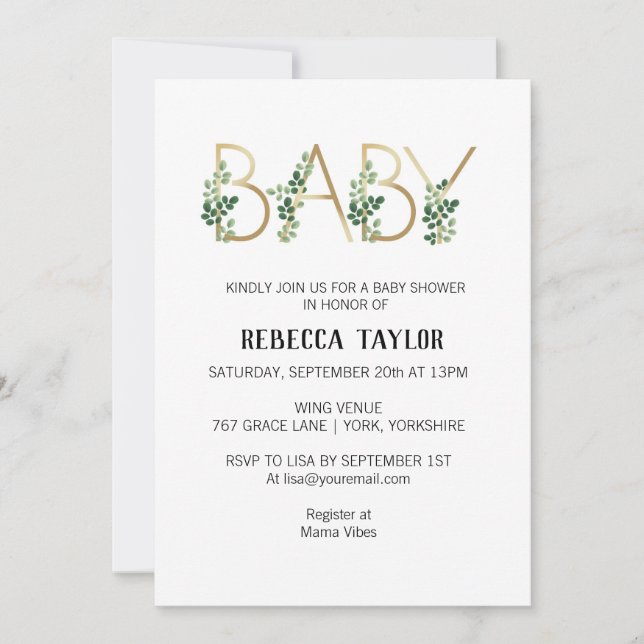 Simple Baby Slogan Baby Shower Inbjudningar (Framsida)