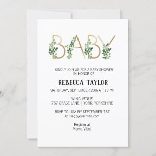 Simple Baby Slogan Baby Shower Inbjudningar