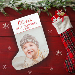 Simple Baby's First jul Photo Liten Julstrumpa