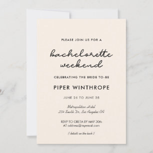 Simple Bachelorette Helg Inbjudningar