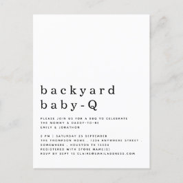 Simple Backyard Baby Q BBQ Shower any Färg Inbjuda Vykort