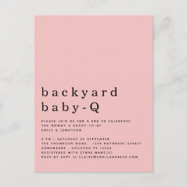 Simple Backyard Baby Q BBQ Shower Rosa Call Vykort
