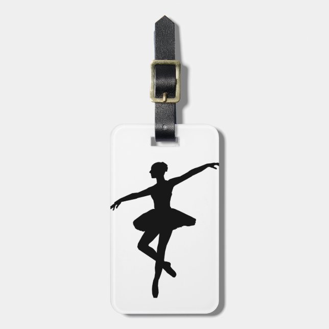 Simple Ballet Black White Ballerina Bagagebricka (Vertikal Framsida)