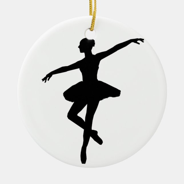 Simple Ballet Black White Ballerina Julgransprydnad Keramik (Framsidan)