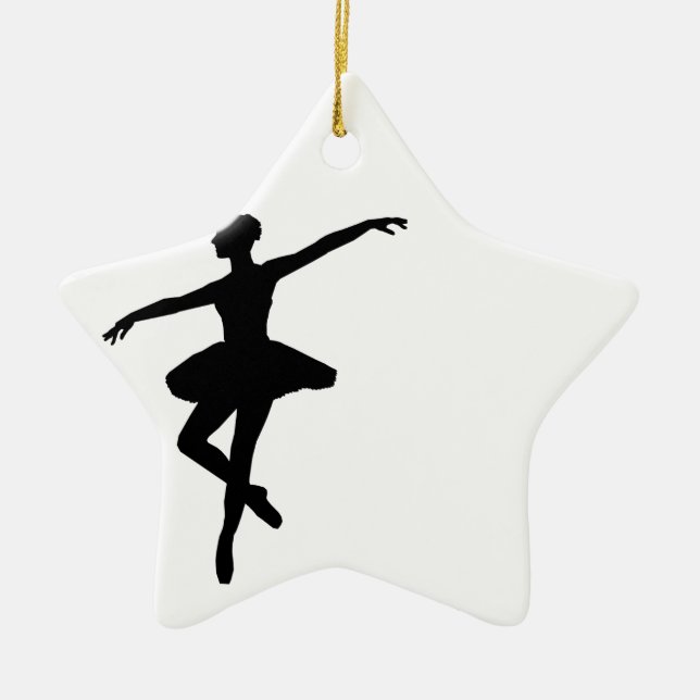 Simple Ballet Black White Ballerina Julgransprydnad Keramik (Framsidan)