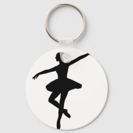 Simple Ballet Black White Ballerina Nyckelring