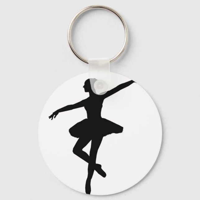 Simple Ballet Black White Ballerina Nyckelring (Framsida)