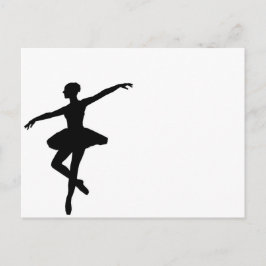 Simple Ballet Black White Ballerina Vykort