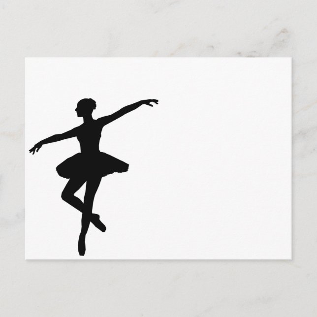 Simple Ballet Black White Ballerina Vykort (Framsida)