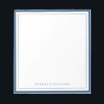 Simple Basic Navy Blue Border Stationery Anteckningsblock<br><div class="desc">Elevate your correspondence with this simple and elegant navy blue border stationery notepad. Designed for a timeless and sophisticated look, this card features a clean white background framed by a classic navy blue border, making it perfect for personal or professional use. Whether you're writing thank-you notes, personal messages, or business...</div>