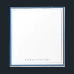 Simple Basic Navy Blue Border Stationery Anteckningsblock<br><div class="desc">Elevate your correspondence with this simple and elegant navy blue border stationery notepad. Designed for a timeless and sophisticated look, this card features a clean white background framed by a classic navy blue border, making it perfect for personal or professional use. Whether you're writing thank-you notes, personal messages, or business...</div>