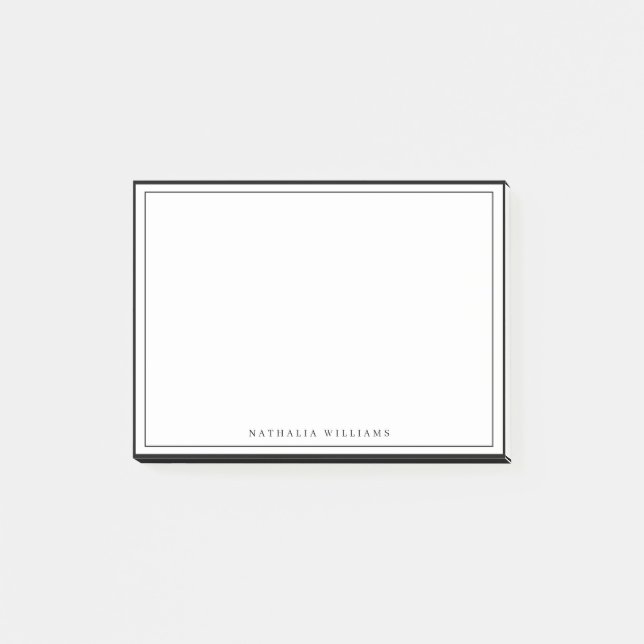 Simple Basic Personalize Black Border Stationery Post-it Block (Framsida)