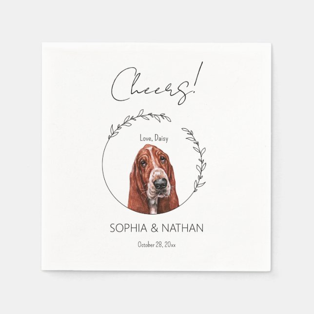 Simple Basset Hound Bröllop Cocktail Napkins Pappersservett (Framsidan)